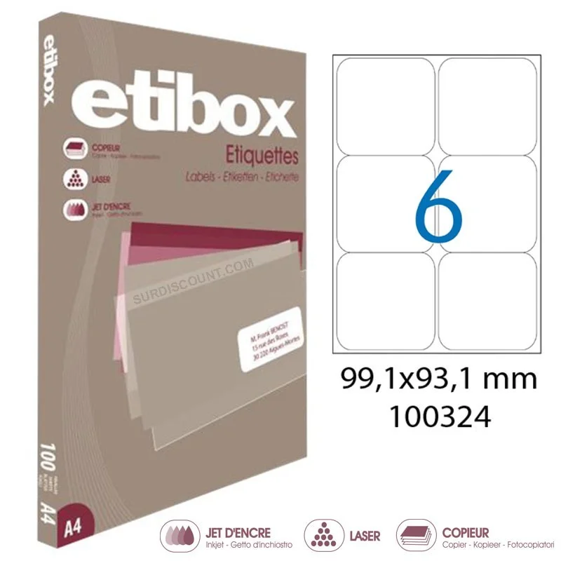 Etibox Etiquettes 6 à la page