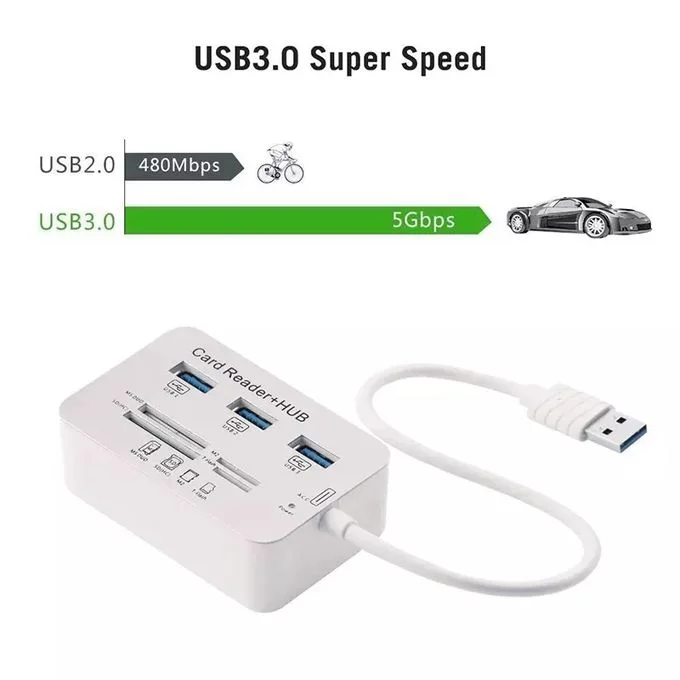USB HUB 3.0 Multi USB 3.0 HUB séparateur 3 Ports lecteur de carte Multi USB – Image 4