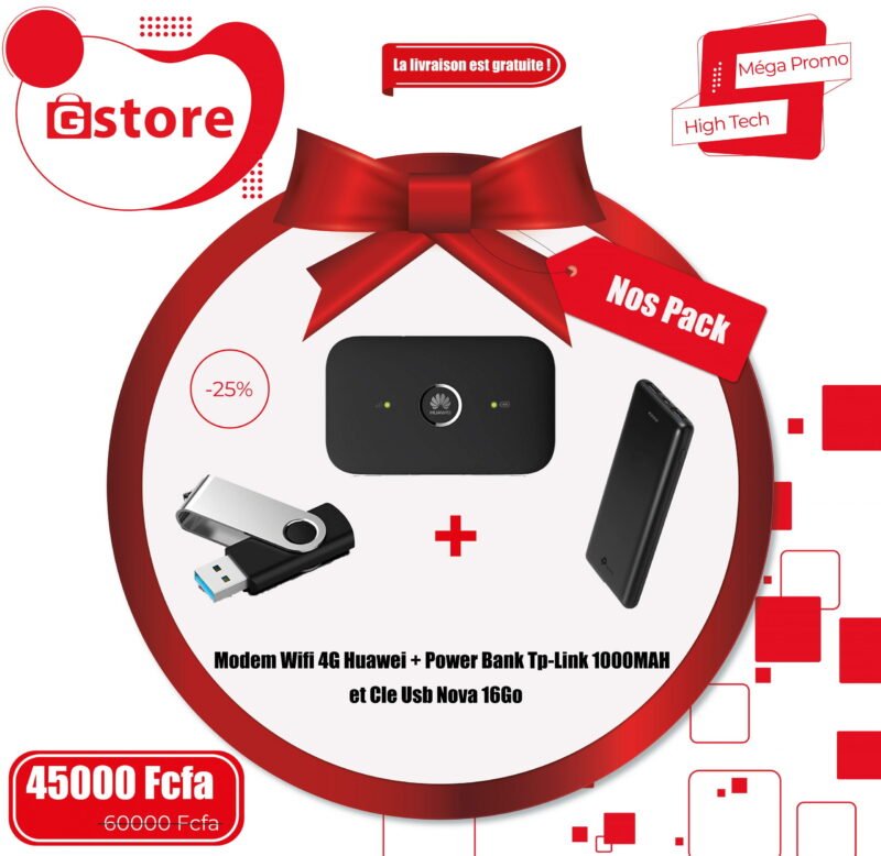 Packs Modem 4G Wifi Huawei + Power Bank et Clé USB 16Go
