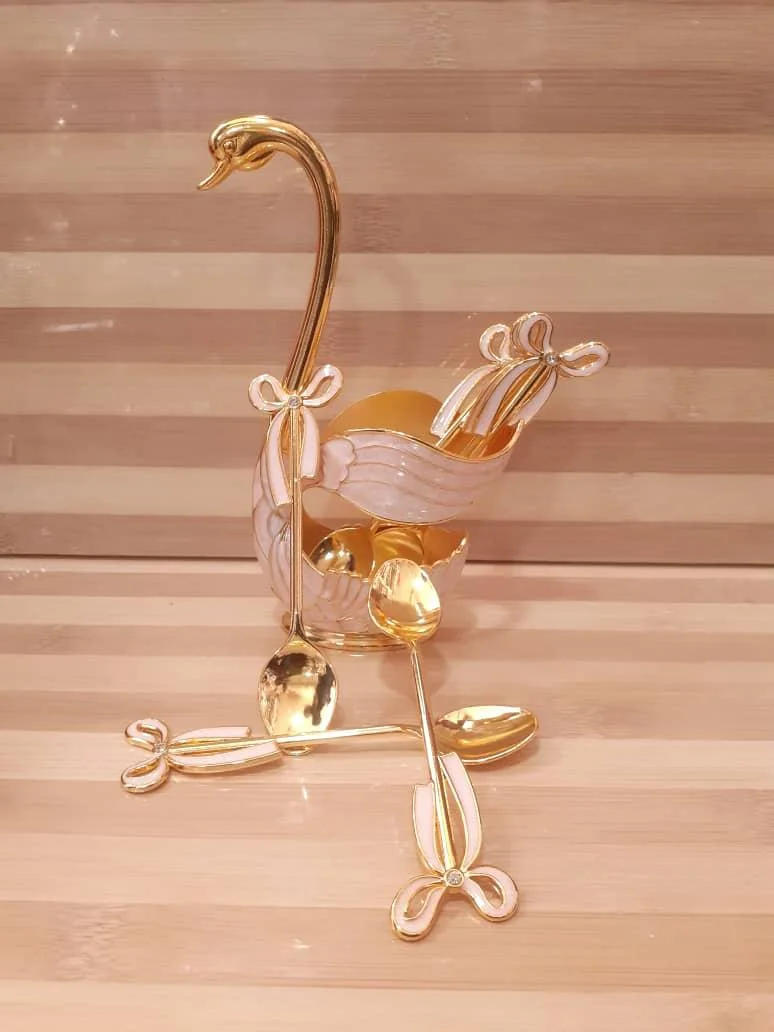 Ensemble 6 cuillère + décoration  cygne
