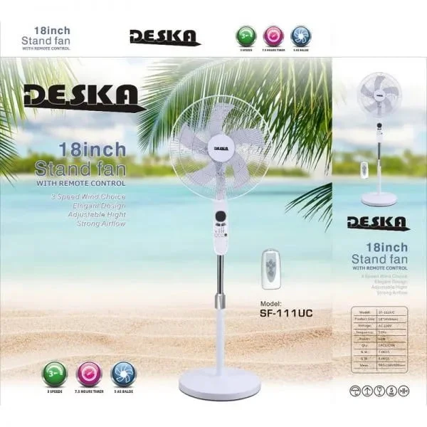 Ventilateur Deska sur Pied avec télécommande 18 pouces