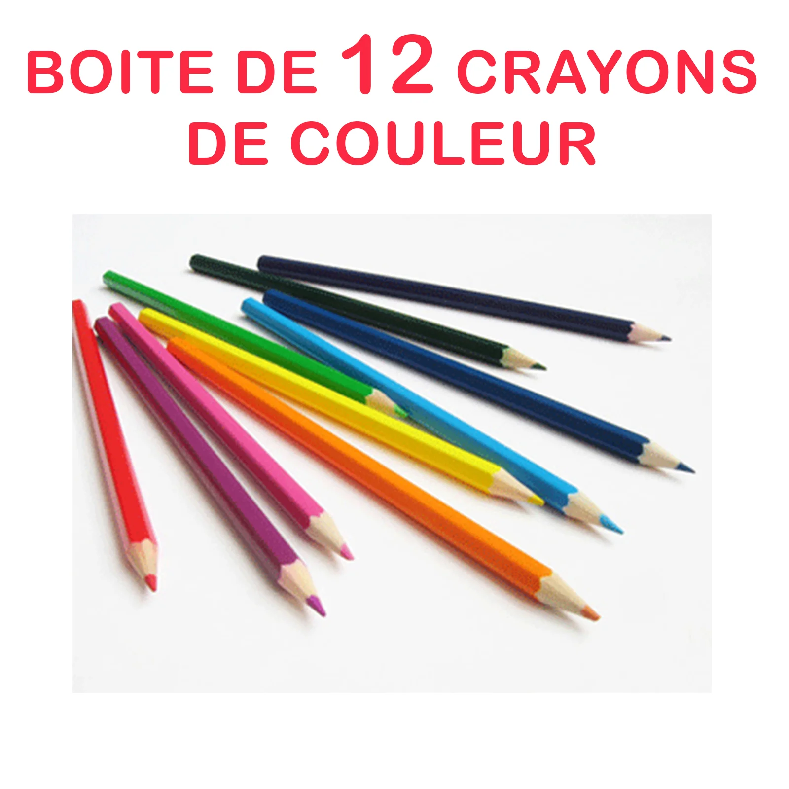 Crayons de couleur – Boite de 12 pièces