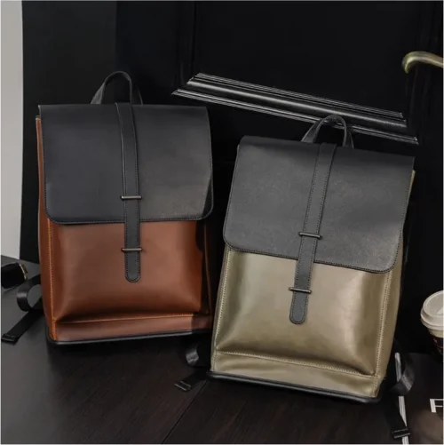 Sac à dos en cuir à boucle unique collage