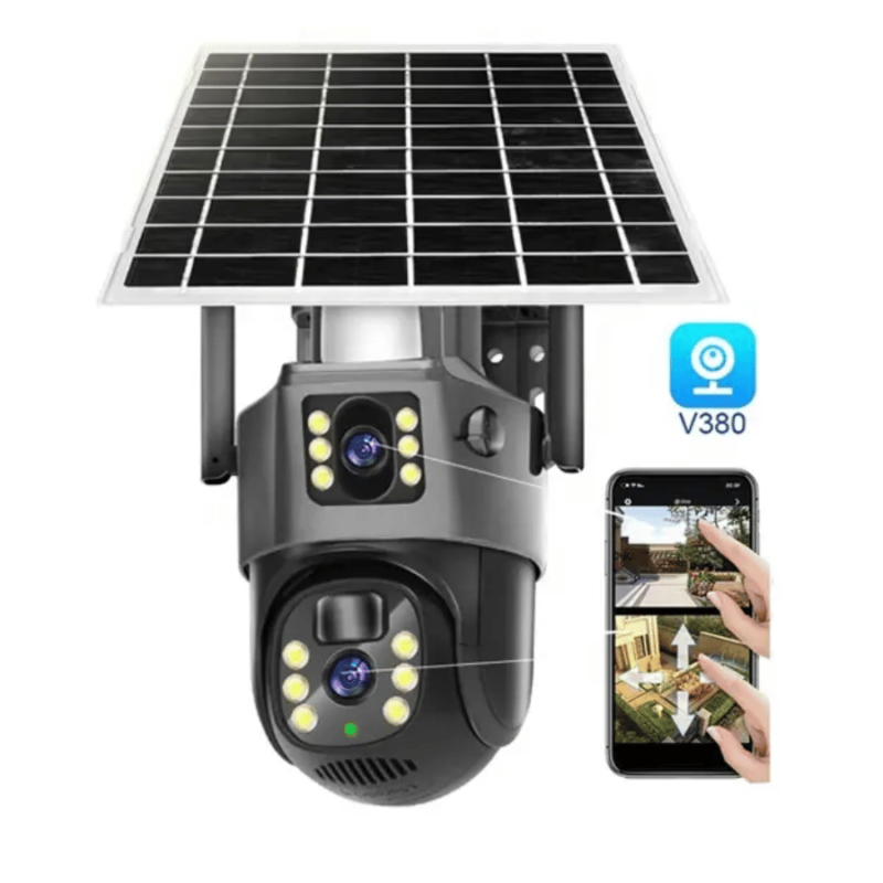 Caméra de surveillance solaire extérieure 4G double objectif V380 Pro