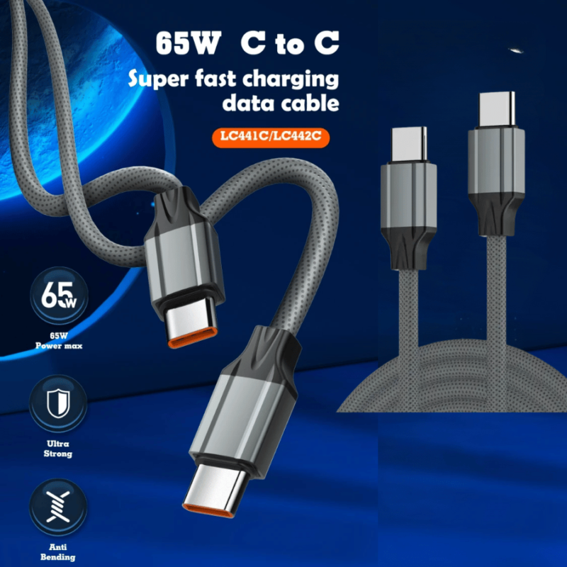 Cable charge rapide type c vers type c