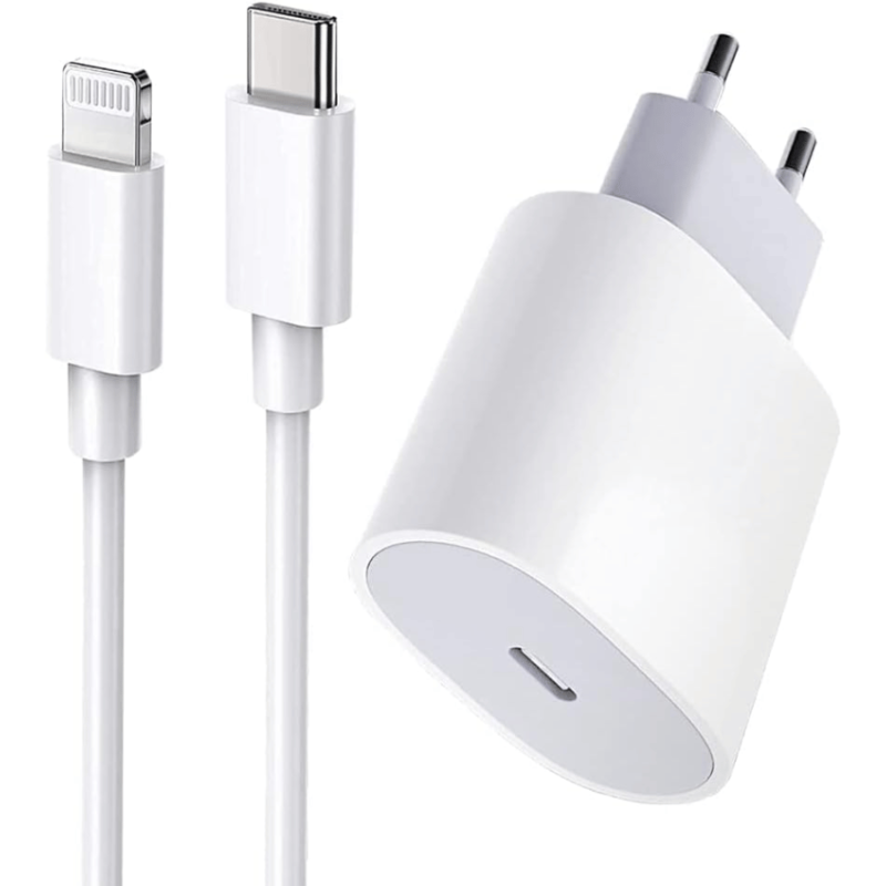 Chargeur Adaptateur 20 W et Cable USB-C vers Lightning Apple 