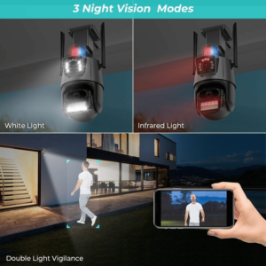 Caméra de surveillance WiFi PTZ double écran