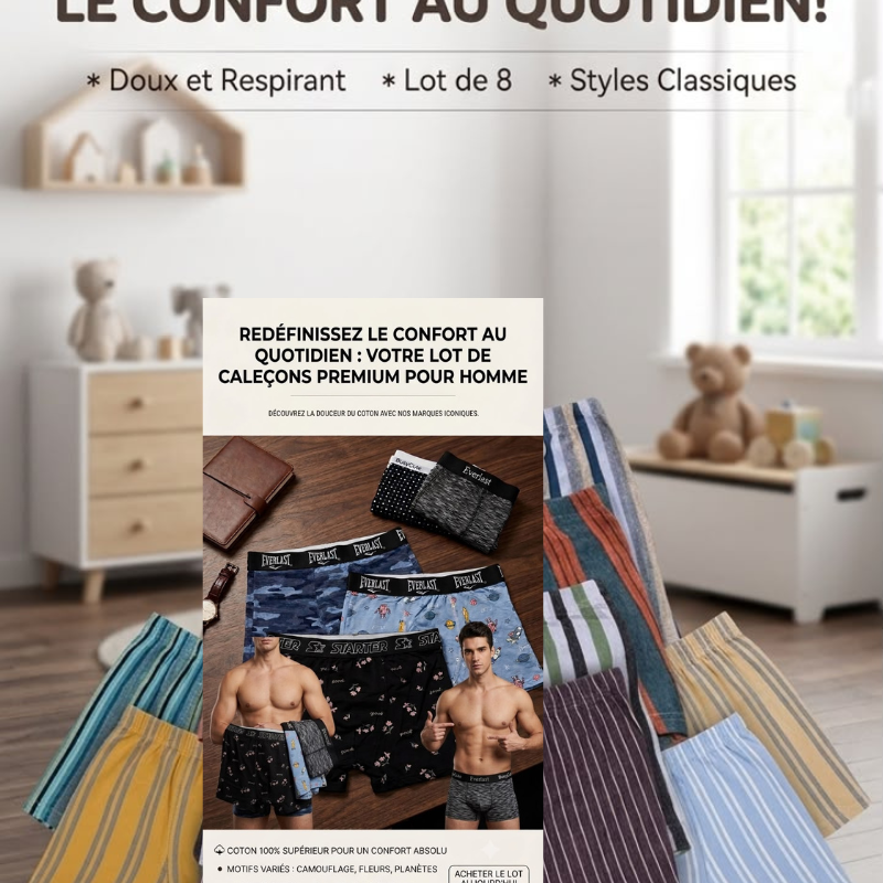 Pack de 12 caleçons en coton pour homme – Image 8