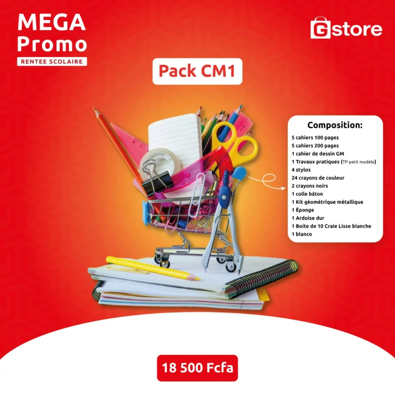 Le pack complet de fourniture scolaire de la classe de CM1