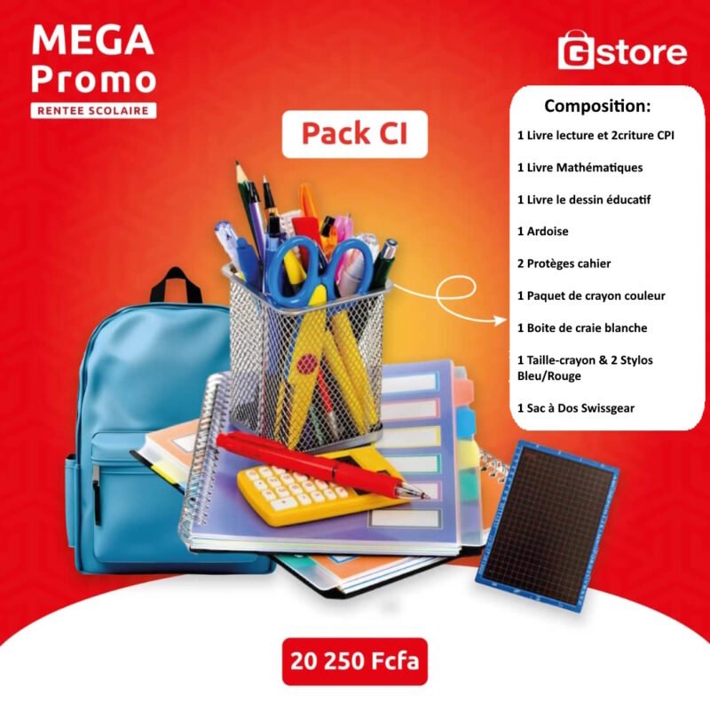 Le pack complet de fourniture scolaire de l classe de CI
